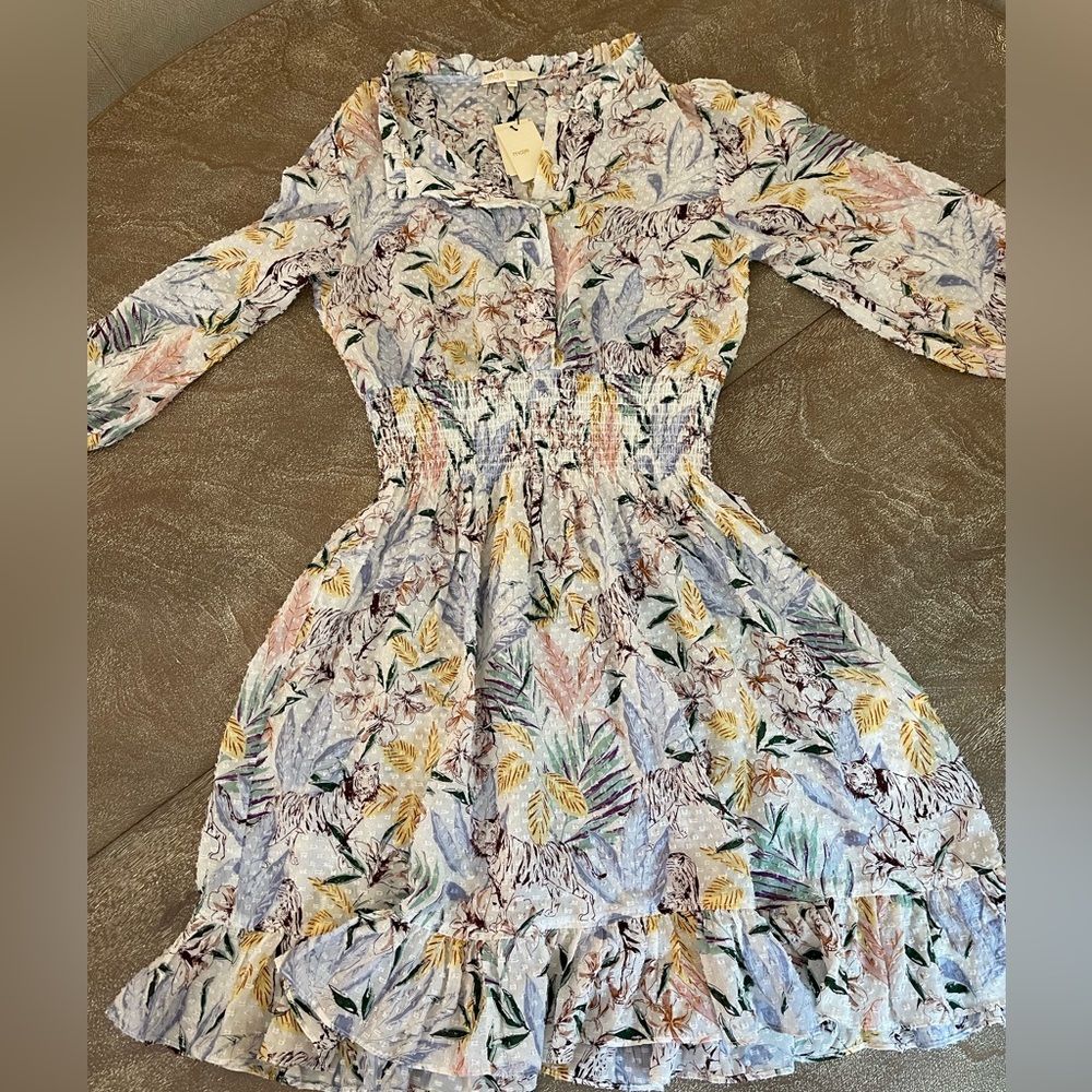 Maje White Jungle Rythonela Floral Print Woven Mini Dress